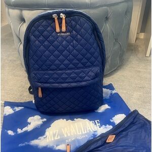 MZ Wallace Large Metro Backpack Sapphire Blue w/pouch & dust bag, rare color